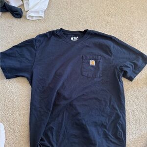 Carhartt Navy Short-Sleeve Pocket Tee with Logo Patch